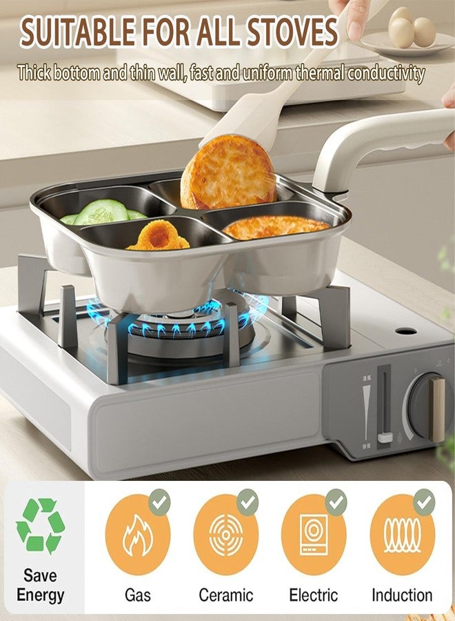 JUSTUP مقلاة بيض JUSTUP سعة 4 أكواب، غير لاصقة، مصنوعة من السيراميك التيتانيوم الصحي، مناسبة لجميع أنواع المواقد، مزودة بمقابض مقاومة للحرارة وقابلة للرفع، سهلة التنظيف، خالية من حمض البيرفلوروكتانويك (أسود). - Image 5